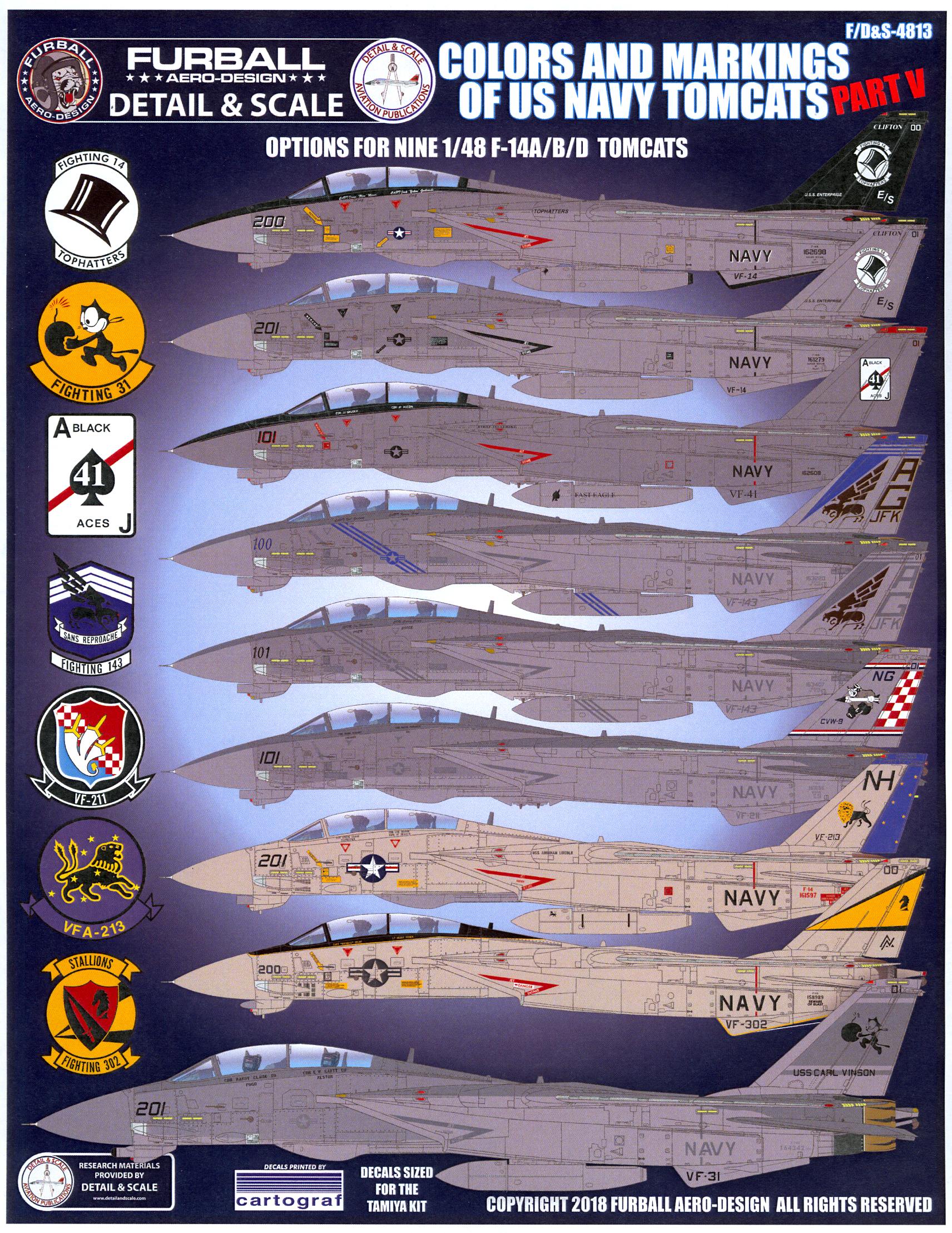 Furball Decals 1 48 GRUMMAN F 14 TOMCAT Colors Markings U S Navy